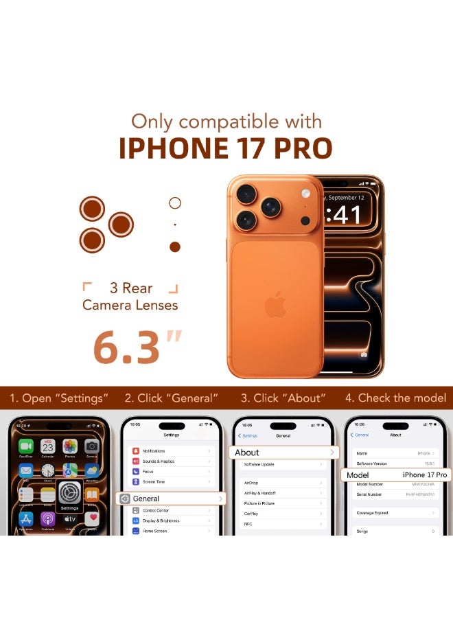 بيرفي جراب لآيفون 17 برو، متوافق مع ماج سيف، مع واقي شاشة زجاج مقوّى 9H مدمج وحماية للكاميرا، جراب شفاف مقاوم للصدمات بحماية كاملة للجسم لهاتف 17 برو مقاس 6.3 بوصة، شفاف - Image 2